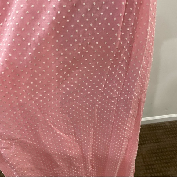 VINTAGE J.C. Penney Pink & White Swiss Dot Princess Floral 1976 Maxi Dress - Picture 7 of 11